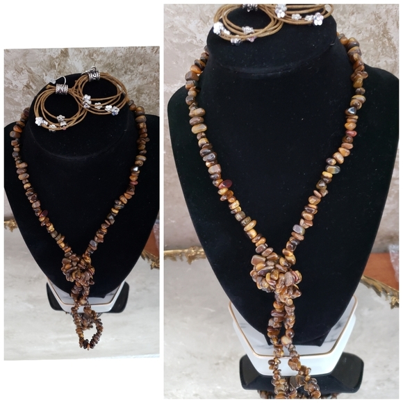 Tigers Eye Necklace Authentic & hand-made Earrings to match New - Picture 4 of 6